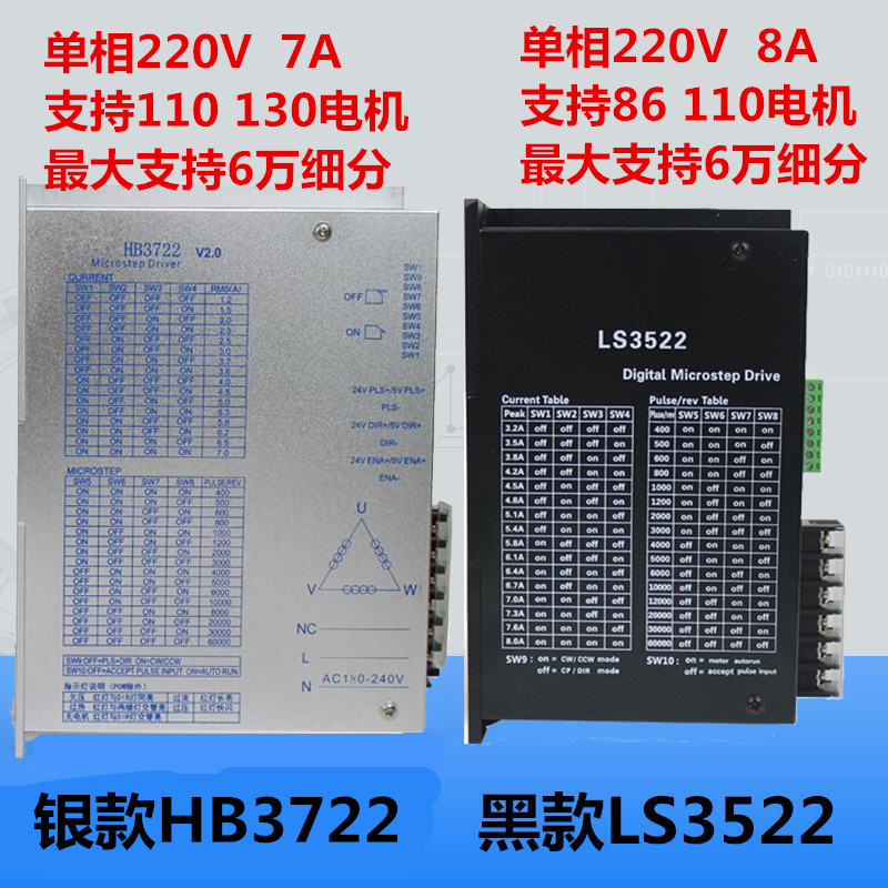 110三相步进电机套装20N大扭矩110HS20混合马达配LS3522驱动器8A