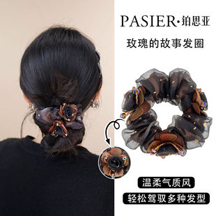 铂思亚原单同款玫瑰的故事 轻奢优雅气质风大肠发圈NN337