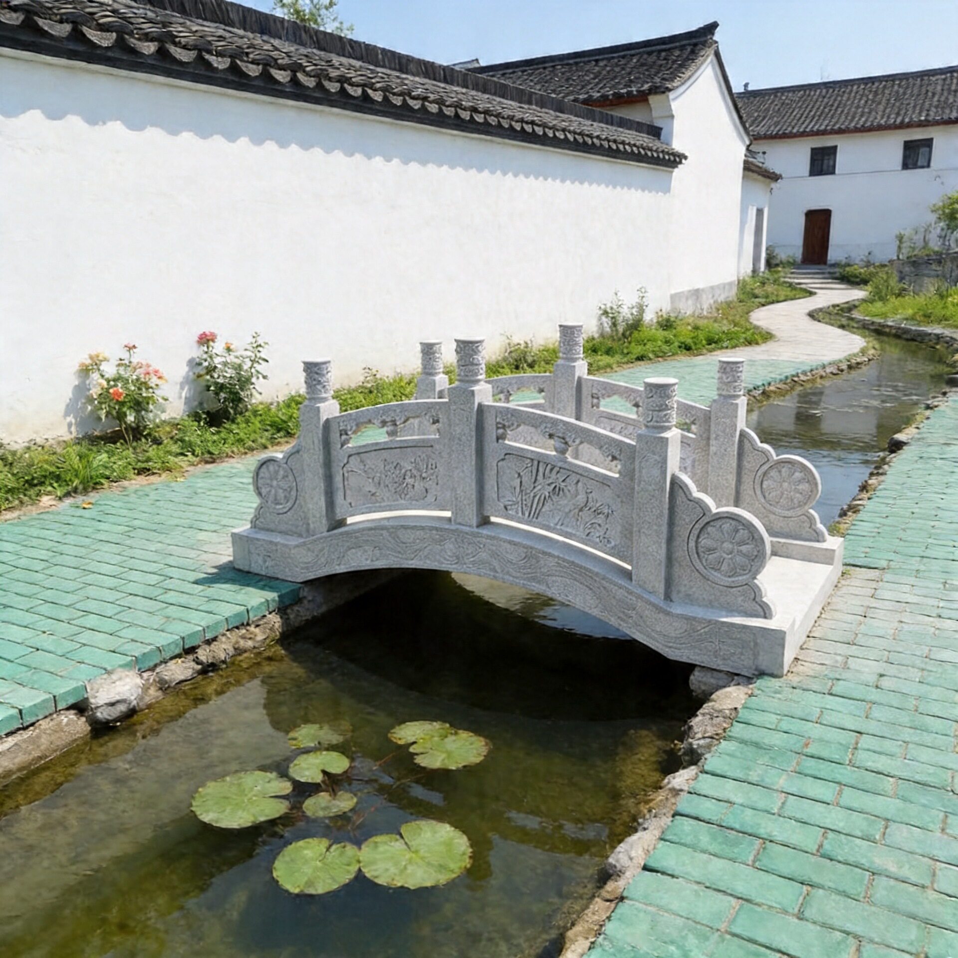 仿古石桥庭院公园流水青石石桥园林景观石拱桥别墅景观桥小石桥