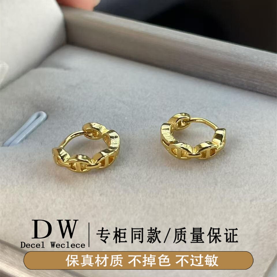 奥特莱斯18K金睡觉免摘~复古国潮耳扣女猪鼻子耳圈养耳洞小众感潮