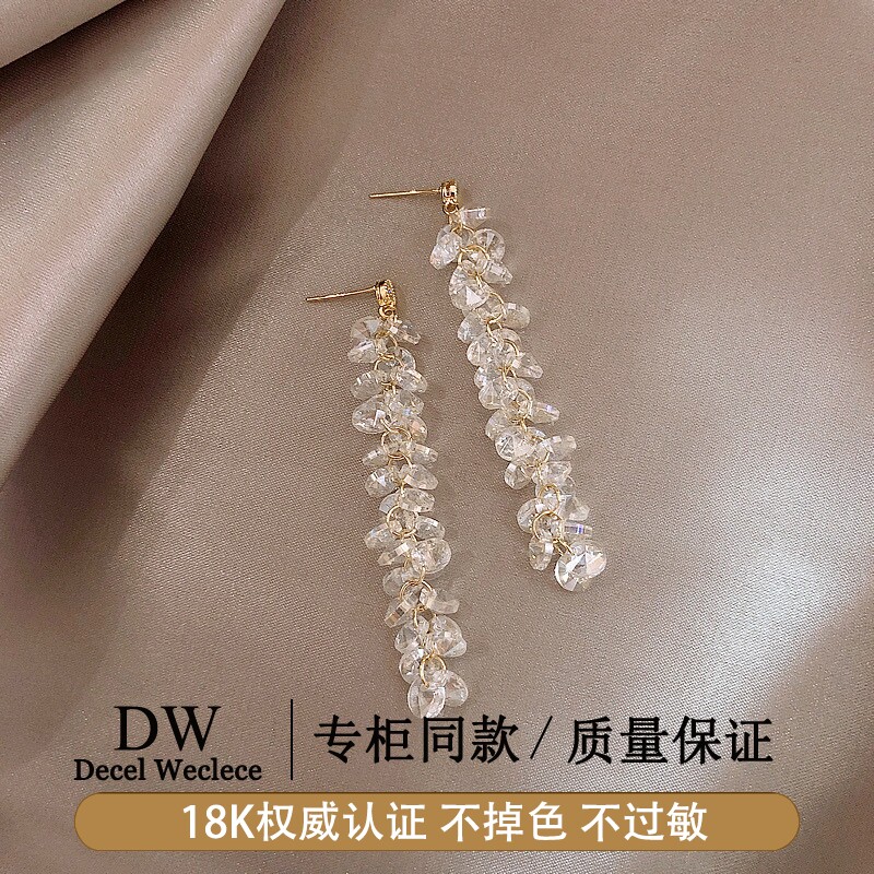 奥特莱斯【官方直发】18K金水晶流苏耳钉耳饰女AU750耳坠