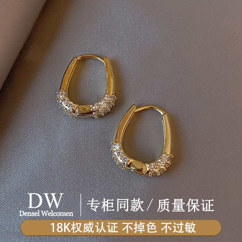 奥特莱斯专柜捡漏海外撤柜18K金椭圆耳环小众设计感耳钉时尚耳饰
