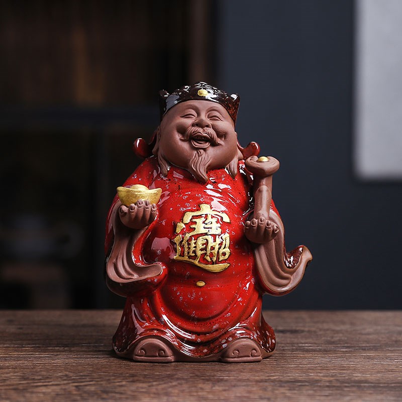 中式精品陶瓷大肚弥勒佛笑佛摆件创意家居玄关博古架办公桌面摆设