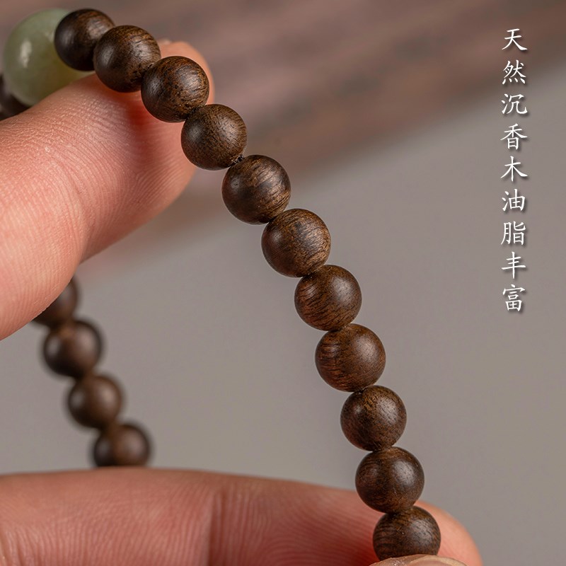 男士创意天然沉香木钥匙挂绳 古风钥匙饰品 手机与钥匙两用挂饰