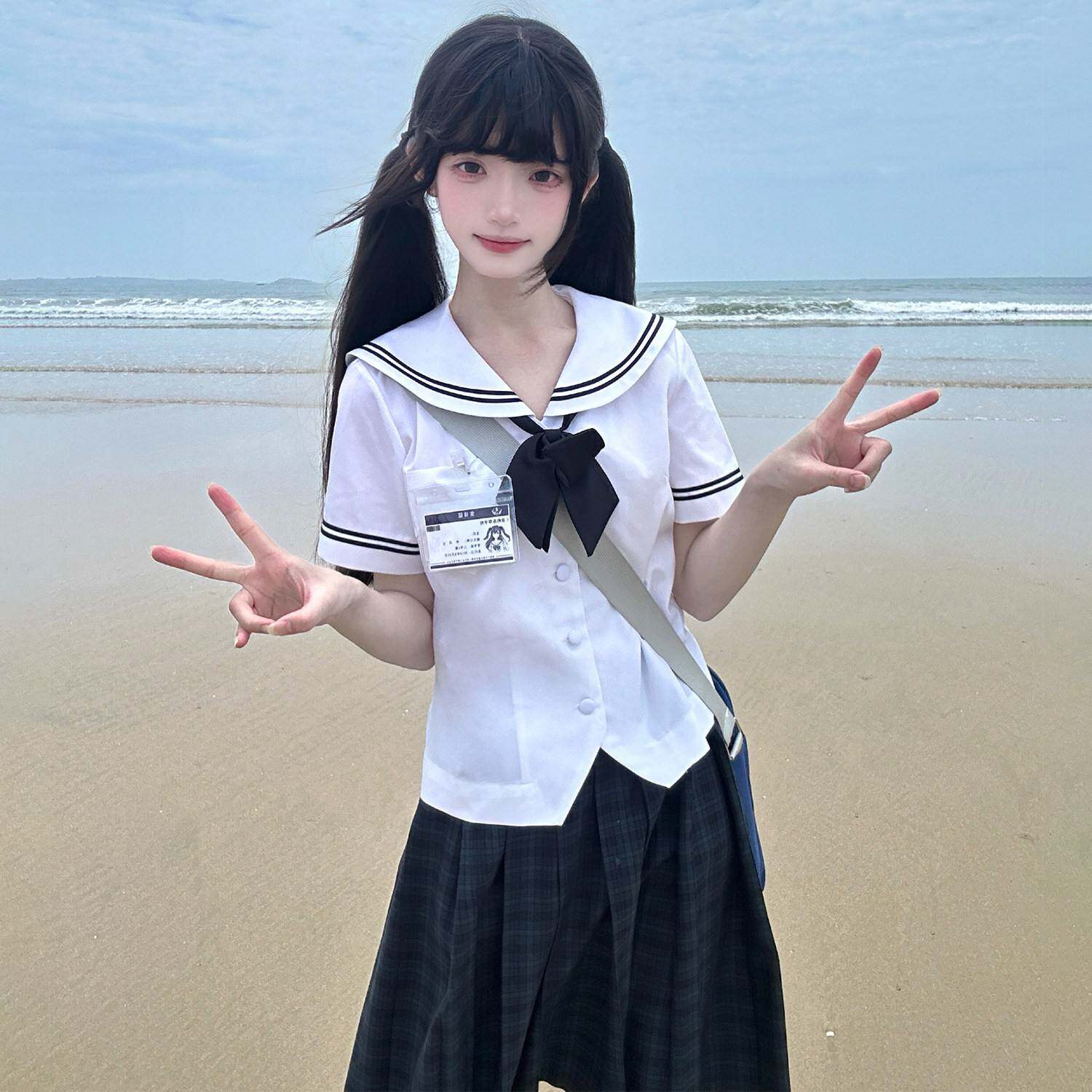 花千猪原创 星屿高水手服 日系水手领短袖jk制服短款宽松百搭上衣