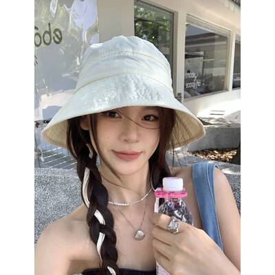 Double inin 韩版百搭渔夫帽女遮阳水桶帽女春夏季显脸小防晒盆帽