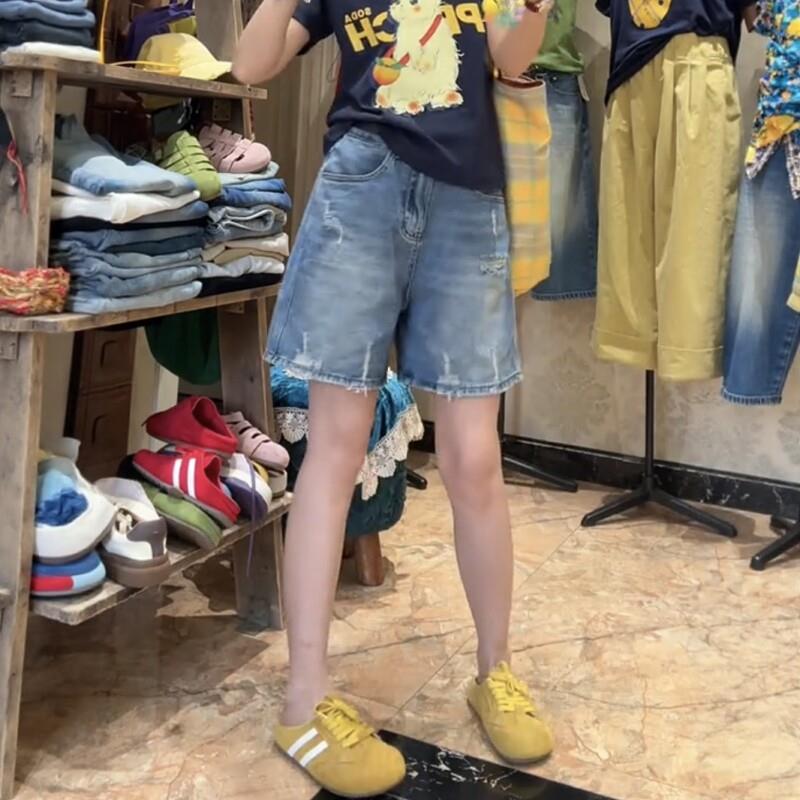 大尺码百搭高腰显瘦直筒牛仔短裤女2026夏季薄款无弹a字五分阔腿