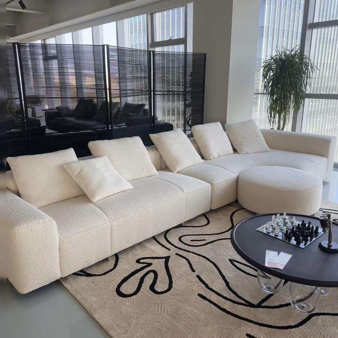 法式奶油风大平层沙发 意式极简别墅大户型弧形Minotti伊夫沙发