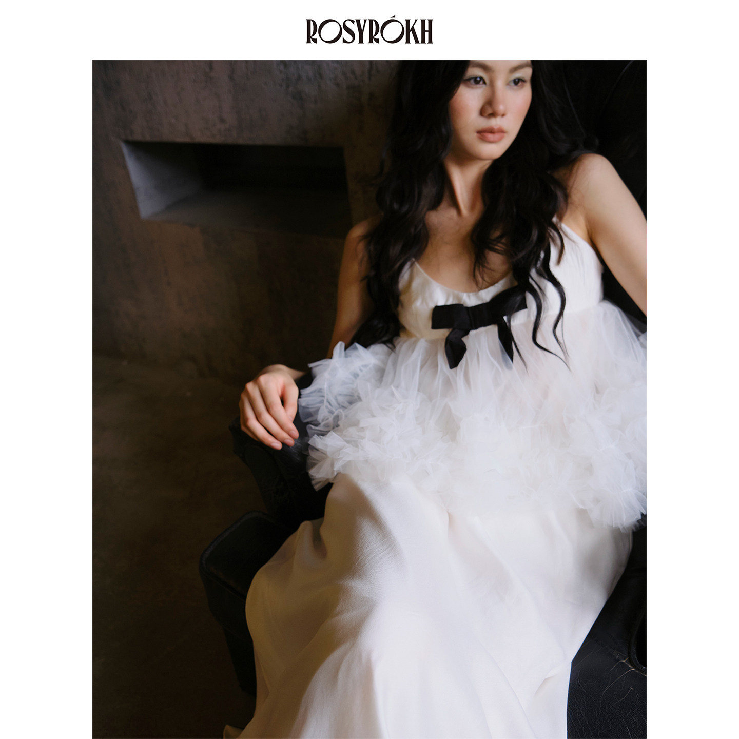 ROSYROKH【博主同款】蝴蝶结小香风吊带拼接网纱生日礼服套装