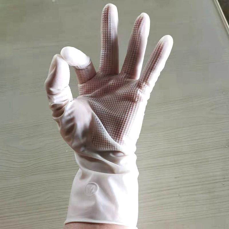 白色丁晴手套10双厨房保洁家用胶皮橡胶防滑防水贴手型劳保