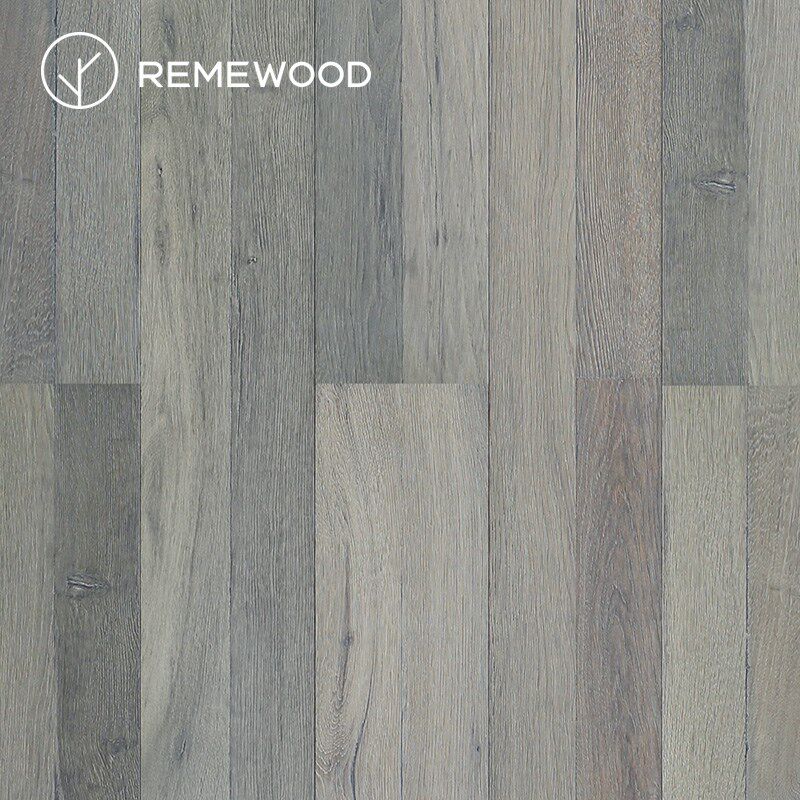 REMEWOOD仿古橡木多层实木复合地板灰色系双拼木蜡油木质地板家用