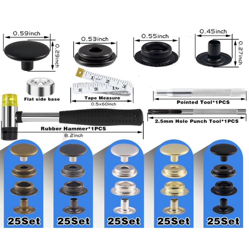 125套15MM金属铜四合扣含安装工具锤子皮尺831#纽扣 夹克按扣跨境