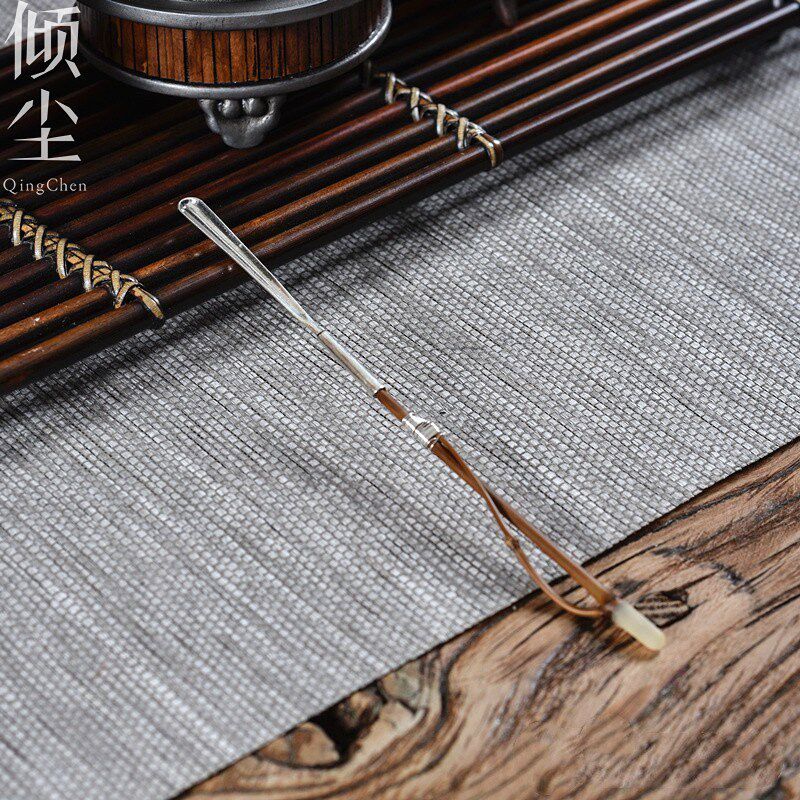 999纯银 竹枝银茶拨 功夫茶道 精工茶扒复古茶针手工茶拔茶铲茶匙
