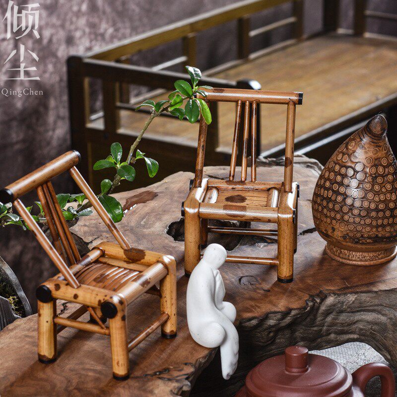 福建红湘妃竹小椅子 迷你竹座椅 文玩摆件装饰工艺品竹器把玩件
