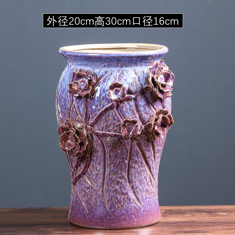 窑变陶瓷花盆家用兰花蝴蝶兰绿植创意个性粗陶落地盆栽花器特大号