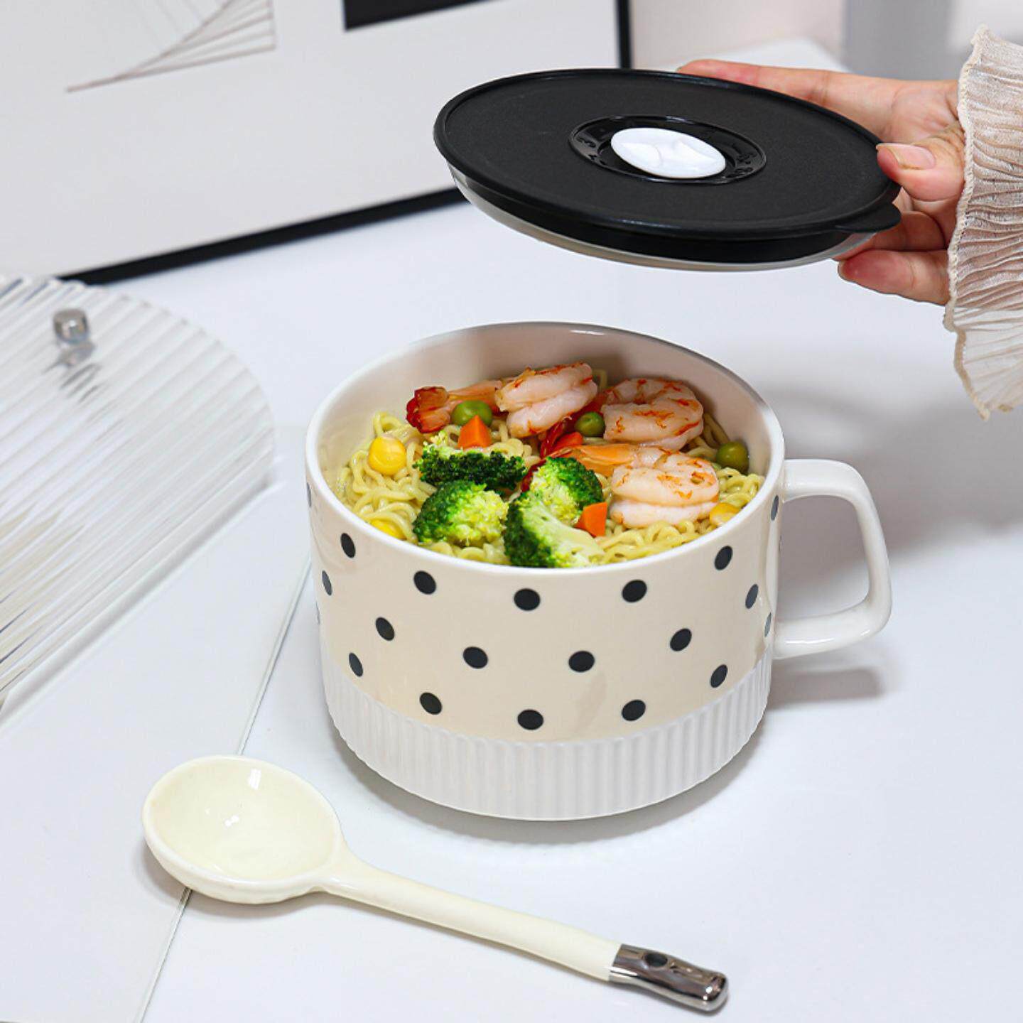 陶杯瓷面泡面碗带手柄便面碗米饭碗方食堂饭8\/8碗保鲜饭碗盒微波