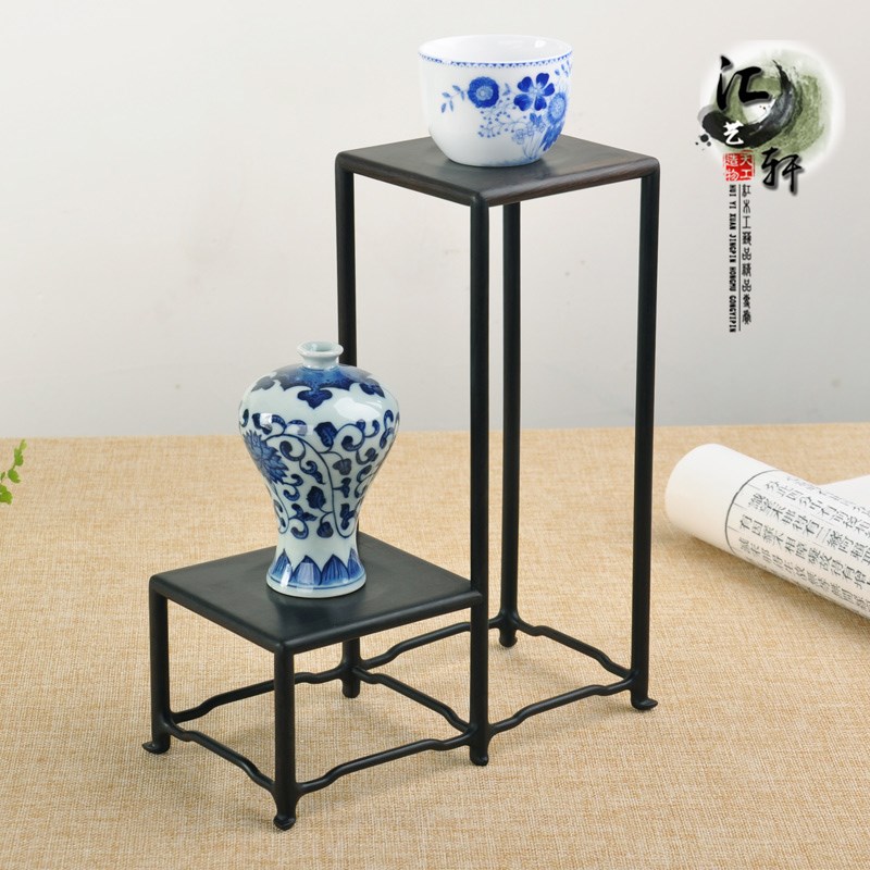红酸枝明式高低博古架茶收纳架盆景兰花展示架茶器微型盆景木托架