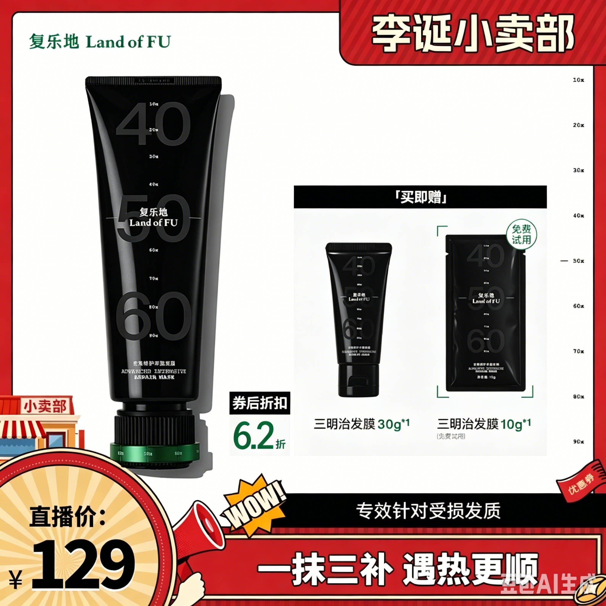 复乐地密集修护丰盈发膜修护毛躁