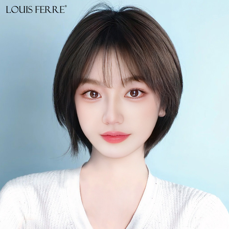 短发假发真发全真人发女全头套波波头双递针自然隐形整顶假发帽