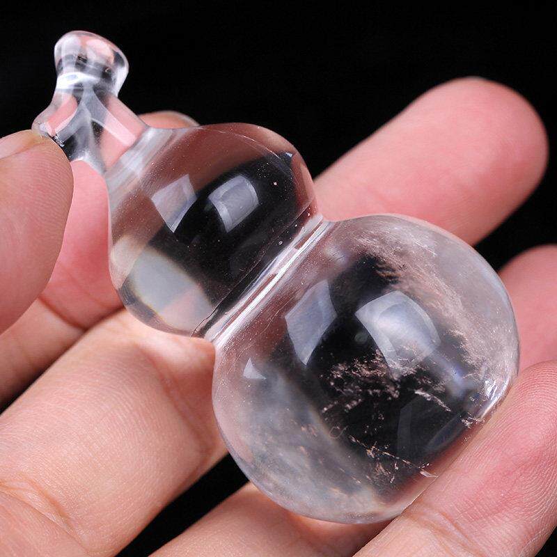 天然冥水晶小葫芦白摆件原石手把件JZ260630财福招禄双全把玩件想