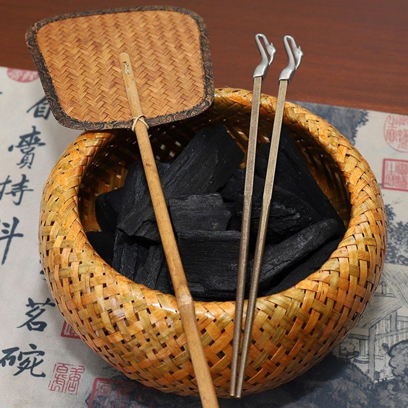 炭炉仙鹤火箸黄铜筷子木炭夹子煮茶炉围炉煮茶配件火筷子炭火钳