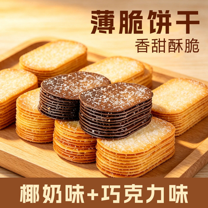 豪华巴士薄脆饼干椰奶巧克力味散装香酥脆零食小包装休闲食品糕点