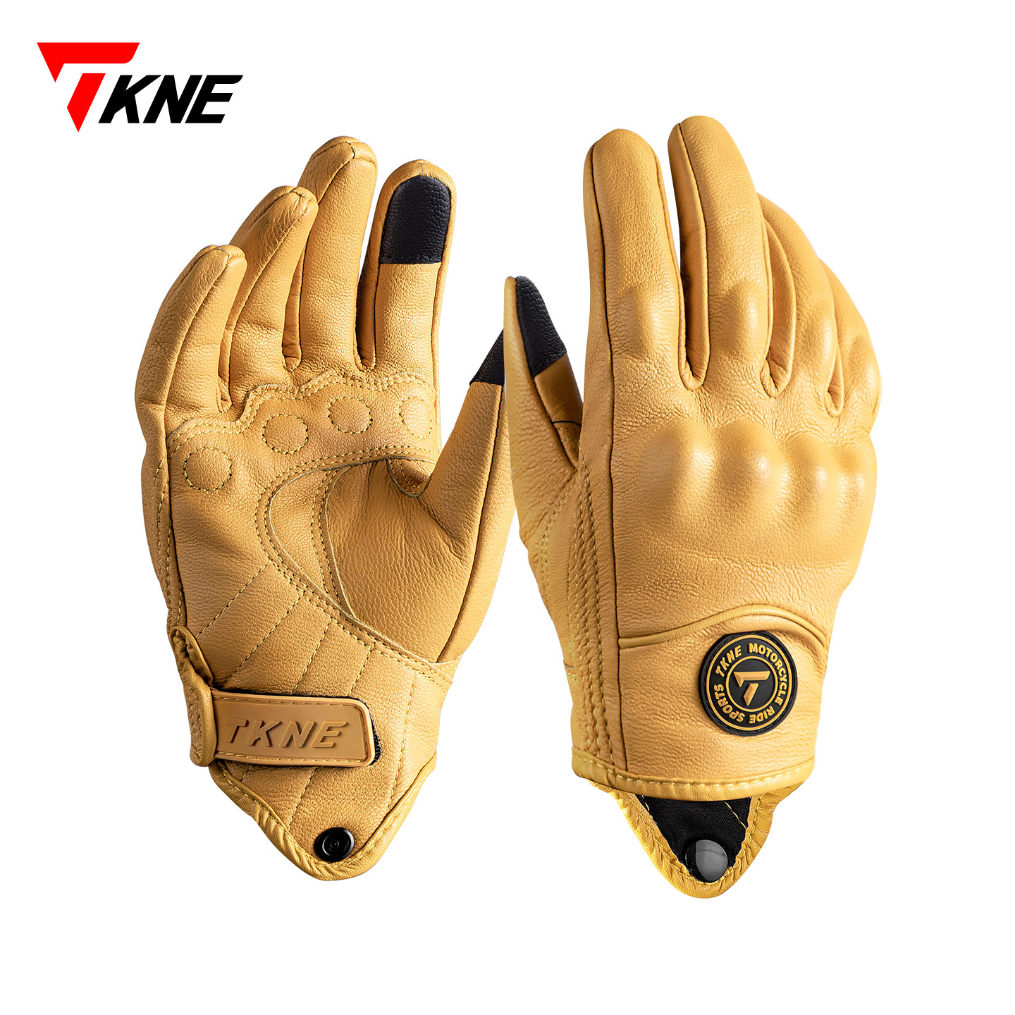 TKNE摩托车手套真皮防摔复古机车装备男哈雷巡航四季防风骑行触屏