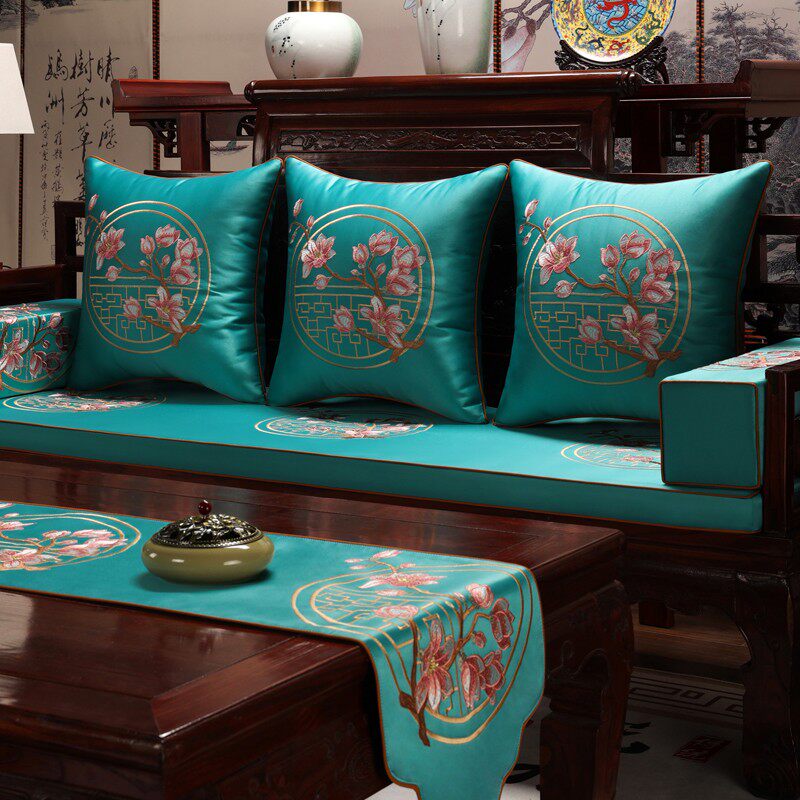 红木沙发坐垫靠垫新古典实木家具沙发垫罗汉床垫子带靠背加厚定制