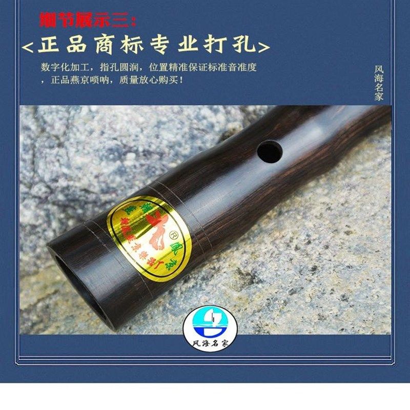 唢呐乐器专业平均孔杆子红白喜事黑檀乌木降b调入门d调大中小杆