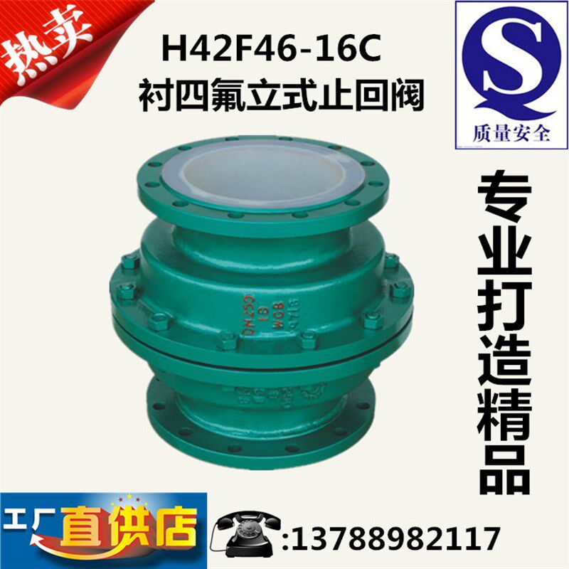 H42F46-16C 衬四氟立式止回阀 衬四氟法兰止回阀DN25-250
