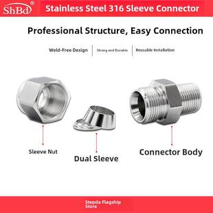 316L不锈钢卡套接头美制NPT双卡通直通终端高压仪表管气源接头