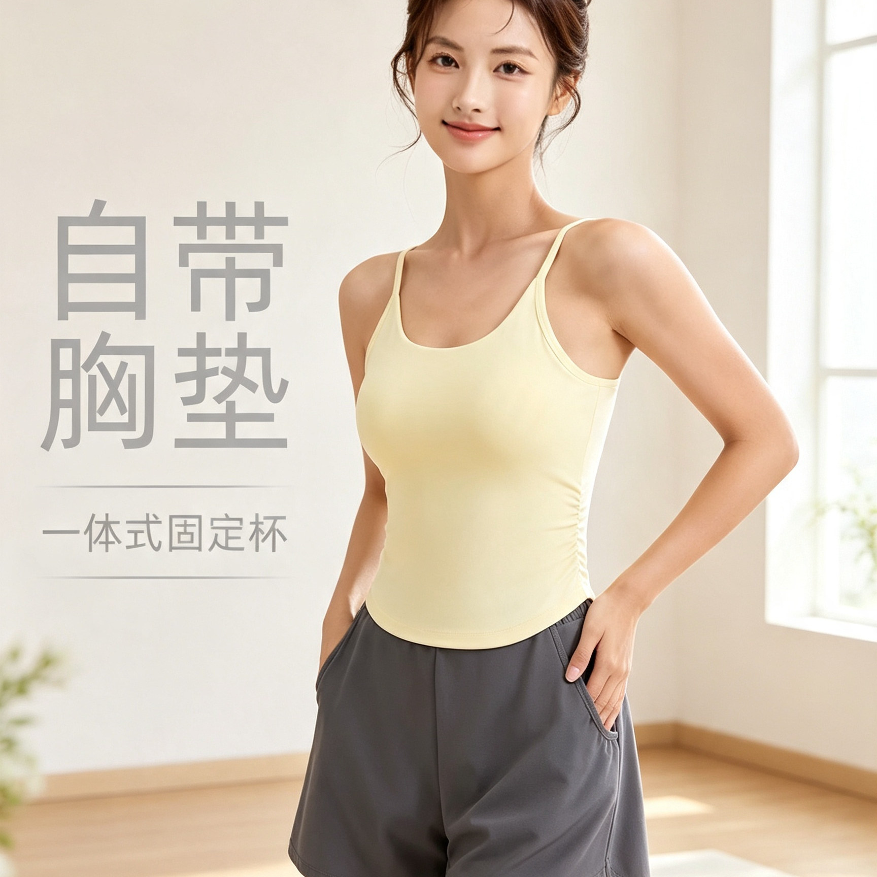 防震固定杯胸垫瑜伽运动吊带背心