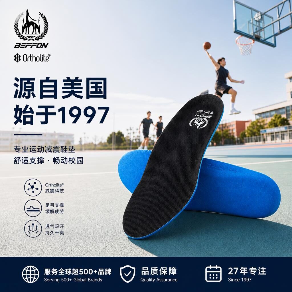 美国OrthoLite运动透气鞋垫吸汗防臭跑步篮球健身缓震减震抗菌男