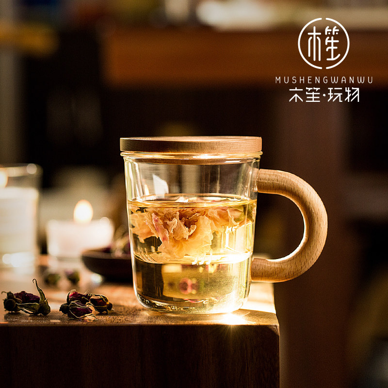 木笙玩物玻璃杯茶杯茶水分离杯子日式个性家用泡茶杯创意过滤水杯