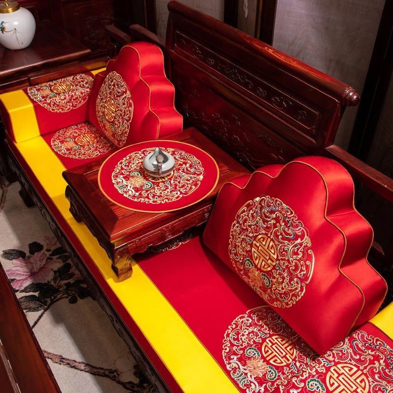 红木沙发垫坐垫防滑罗汉床五件套垫子加厚中式实木沙发垫套罩定制