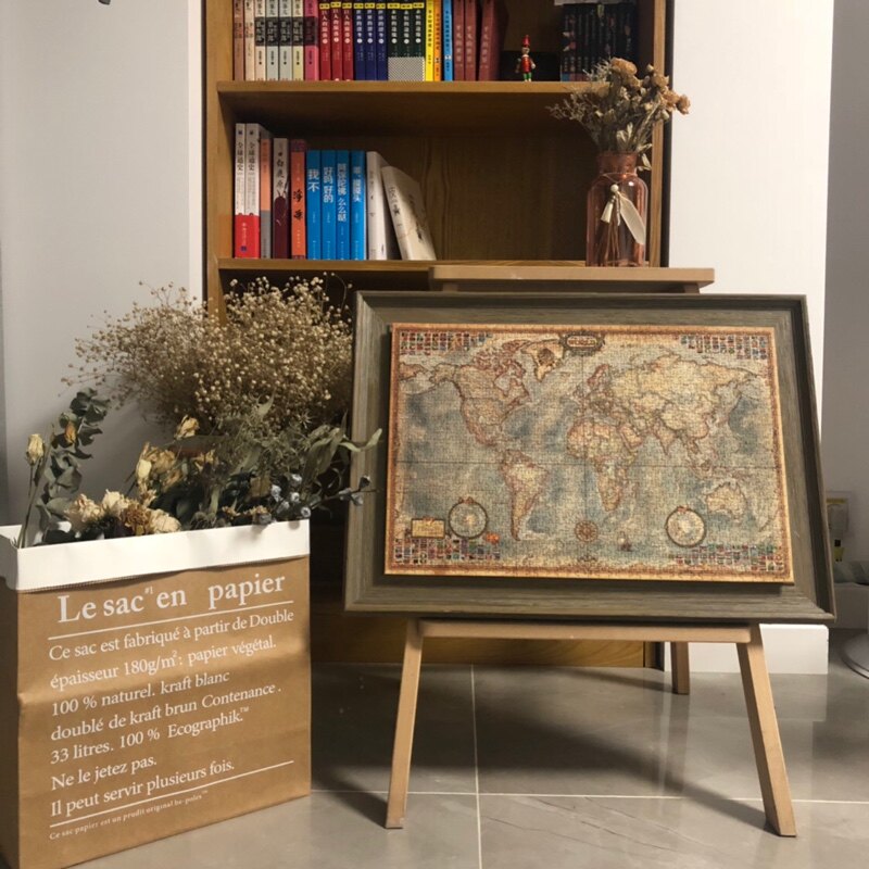 实木拼图框1000片悬浮立体相框50*70画框定制全景展示框可挂墙