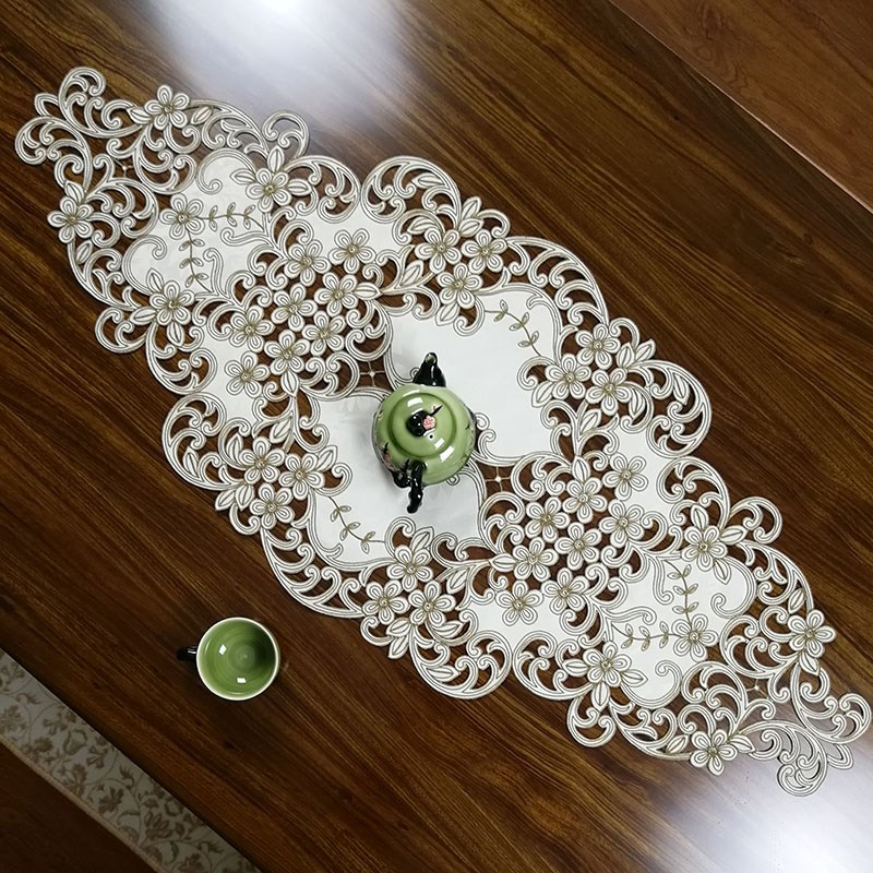 中式欧式布艺绣花桌布茶几巾桌旗桌垫镂空盖巾餐垫餐桌桌垫桌旗