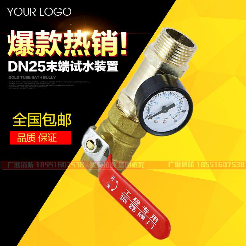 消防末端试水装置DN25整套 喷淋系统消火栓试压装置球阀带压力表