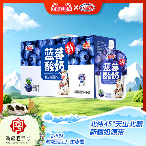 花园蓝莓浓缩酸奶160g*12袋酸奶全脂风味发酵乳花园酸奶新疆酸奶