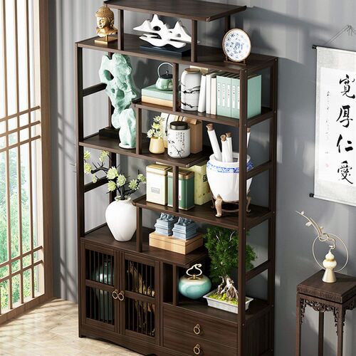 博古架新中式多宝阁茶叶展示柜酒柜架摆件柜客厅置物架隔断书架子