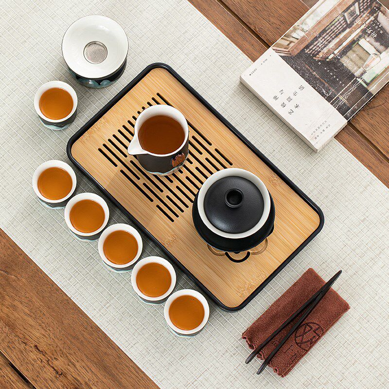 远山旅行茶具套装家用便携式户外简约喝茶小套组泡茶壶盖碗茶盘