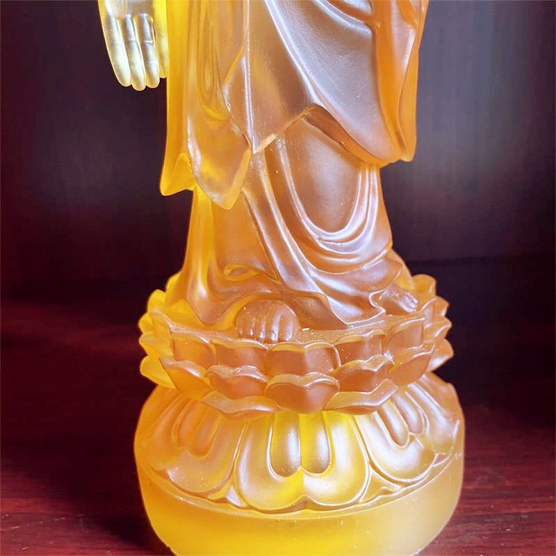 佛像摆件南无阿弥陀佛琉璃三宝佛药师佛如来佛祖站立禅意玄关装饰