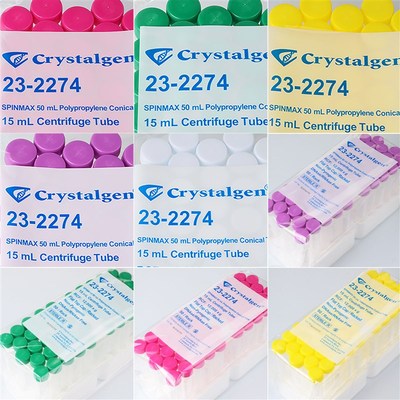CG锥底无菌袋装架装塑料离心管15ml样品管五色彩盖23-2273/4整箱