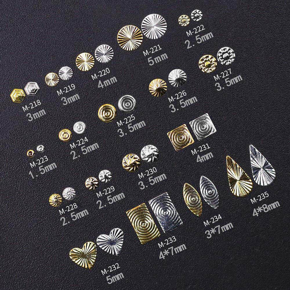 新款金色美甲螺纹圆形铆钉美甲饰品指甲桃心金属花纹螺旋纹螺旋钉