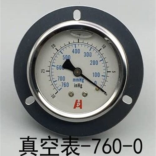 不锈钢外壳轴向带边耐震真空表Z-60ZT -760mmHg-30inHg  HD