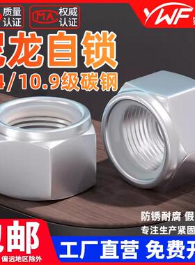 10.9级镀锌防松螺母M4M5M6M8M10细牙GB889尼龙自锁不锈钢六角螺帽