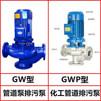 50GW80GW100GW管道排污泵污水泵，GWP不锈钢化工排污泵