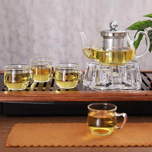 雅风套装茶具鸿运壶配茶杯不锈钢过滤网茶壶玻璃茶具套装泡茶壶