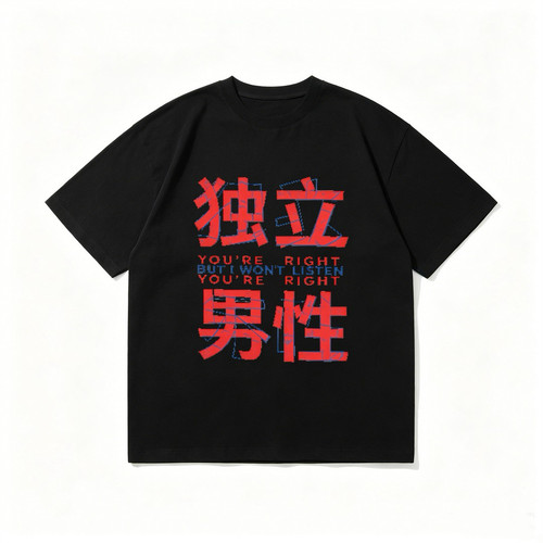 MABI美式高街人影印花宽松短袖T恤男女夏季潮牌休闲圆领