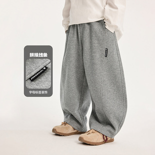 男童加绒弯刀裤子运动裤卫裤2025秋冬新款儿童加绒加厚保暖休闲裤